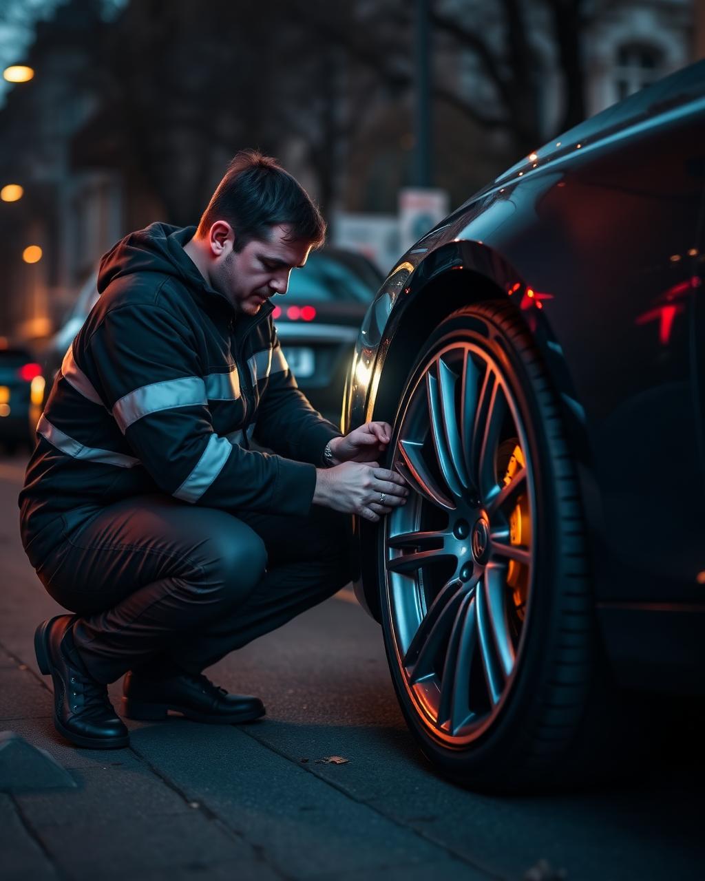 Mobile tyre fitting in Haringey — AC Mobile Tyre technician at work